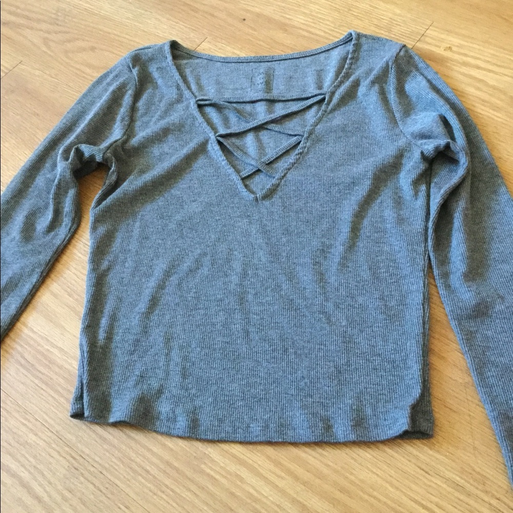 Grey criss cross shirt